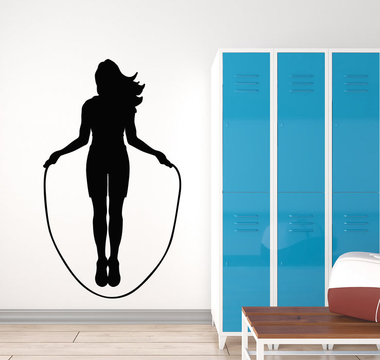 Vinyl Wall Decal Jump Girl Rope Gym Sport Decoration Stickers Mural (g2497)