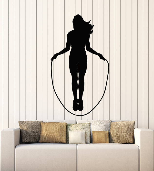 Vinyl Wall Decal Jump Girl Rope Gym Sport Decoration Stickers Mural (g2497)