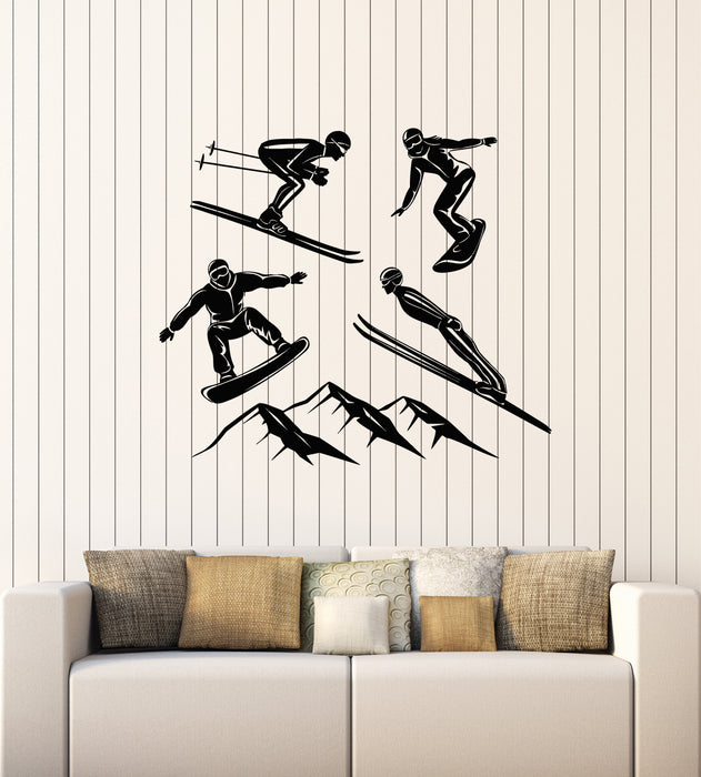 Vinyl Wall Decal Winter Extreme Sports Ski Mountain Skier Stickers Mural (g4500)