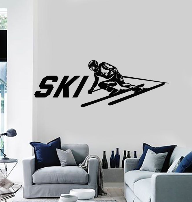 Vinyl Wall Decal Skier Ski Club Skiing Winter Sport Snow Stickers Mural (g3076)