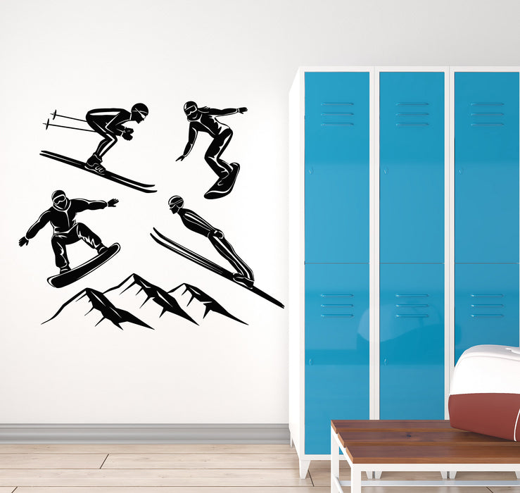 Vinyl Wall Decal Winter Extreme Sports Ski Mountain Skier Stickers Mural (g4500)