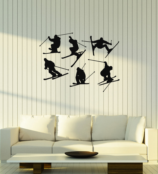 Vinyl Wall Decal Skiing Extreme Winter Sport Freestyle Skiers Stickers Mural (g4613)