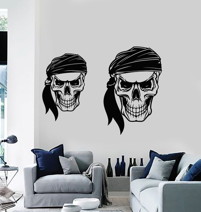 Vinyl Wall Decal Skull  Bones Pirate Skeleton Sea Style Teen Room Stickers Mural (g1522)