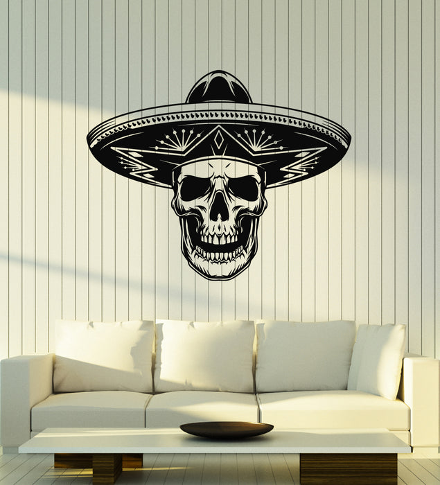 Vinyl Wall Decal Mexican Sombrero Mexico Latin America Art Skull Stickers Mural (g2050)