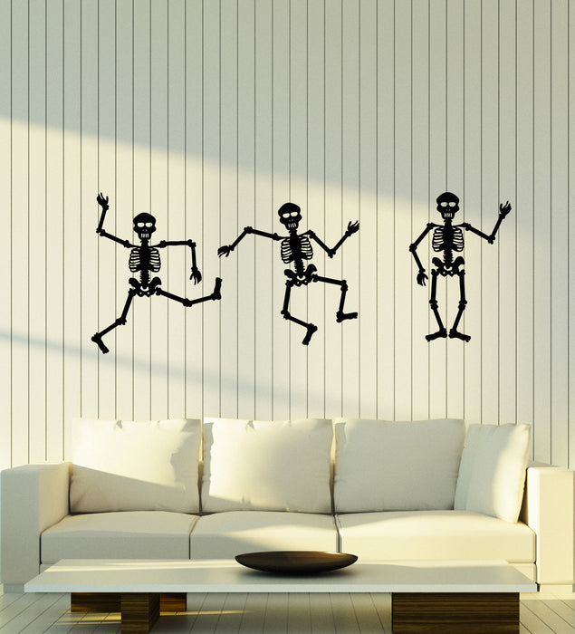 Vinyl Wall Decal Skeleton Dance Party Horror Death Skull Funny Stickers Mural (g2116)