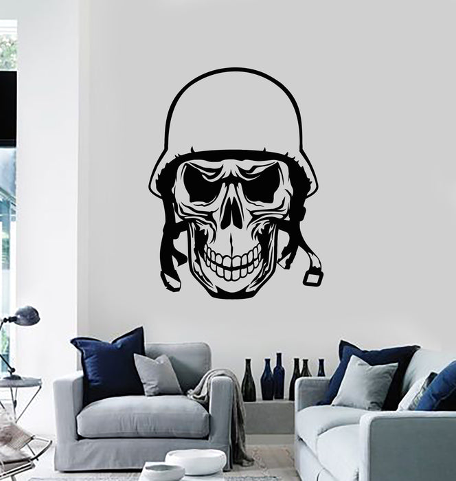 Vinyl Wall Decal Soldier Skull Bone Head Helmet Warrior Stickers Mural (g807)