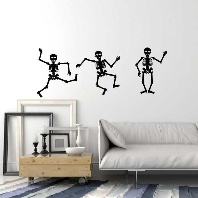 Vinyl Wall Decal Skeleton Dance Party Horror Death Skull Funny Stickers Mural (g2116)