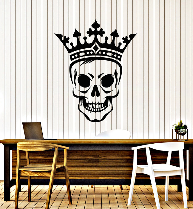 Vinyl Wall Decal Skull King Crown Skeleton Scary Decor Boy Room Stickers Mural (g2385)