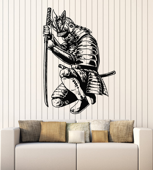 Vinyl Wall Decal Asian Warrior Japanese Samurai Katana Fight Club Stickers Mural (g7438)