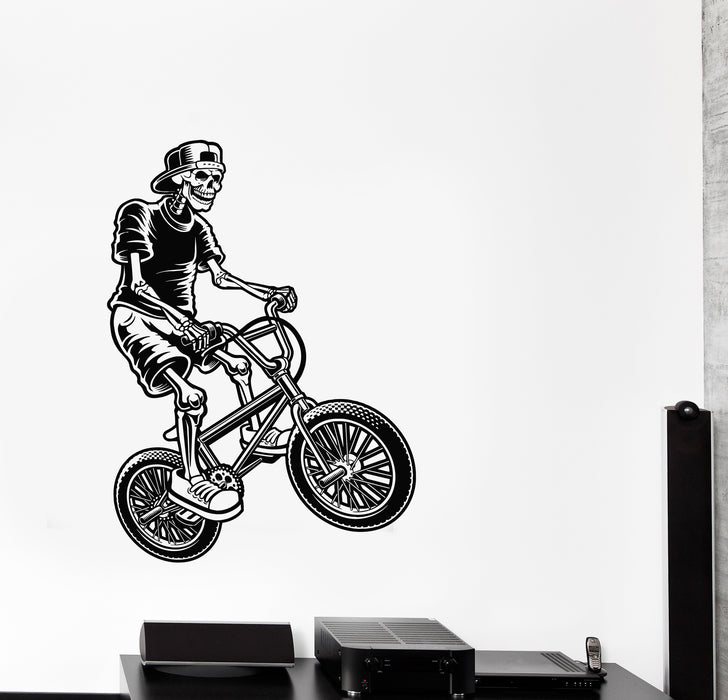 Vinyl Wall Decal Skull Bicycle Sport Race Cycling Teen Room Stickers Mural (g4676)