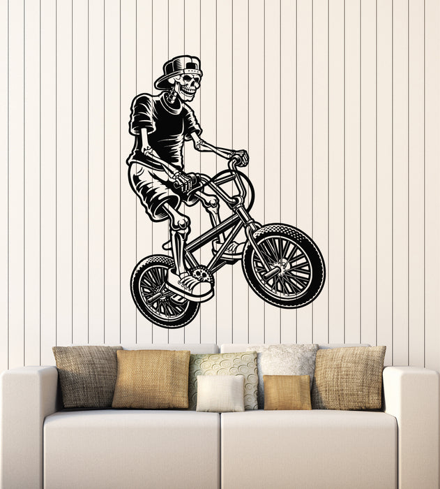 Vinyl Wall Decal Skull Bicycle Sport Race Cycling Teen Room Stickers Mural (g4676)