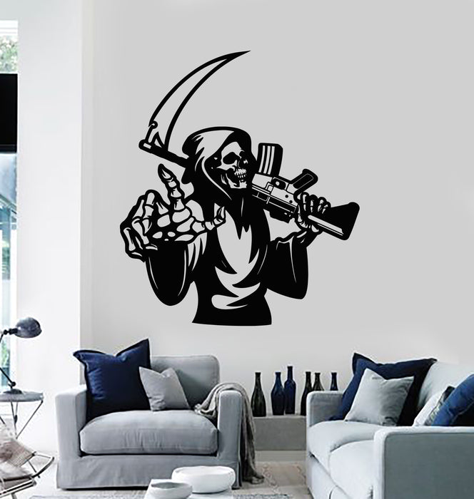 Vinyl Wall Decal Death With Scythe Weapon Skull Dead Horror Stickers Mural (g6306)