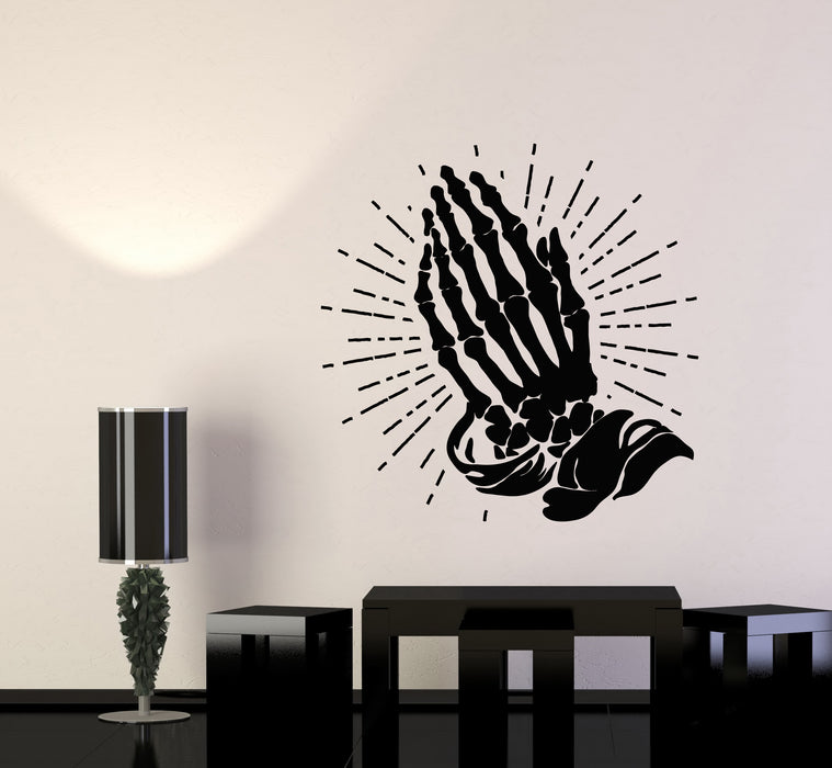 Vinyl Wall Decal Praying Skeleton Skull Hands Ornament Home Stickers Mural (g6964)