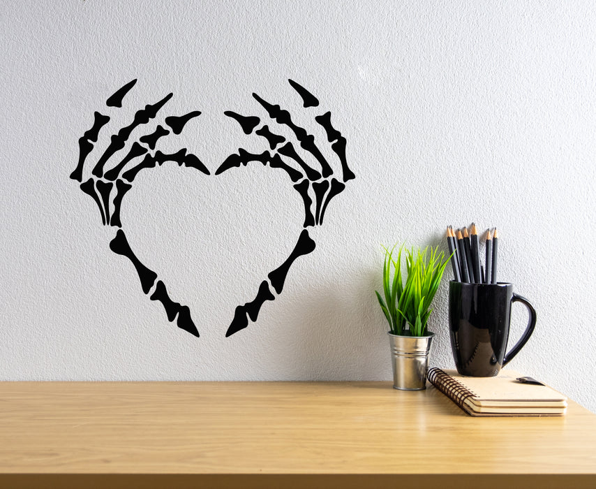 Vinyl Wall Decal Skeleton Hands Skull Bones Heart Romance Stickers Mural (g5343)