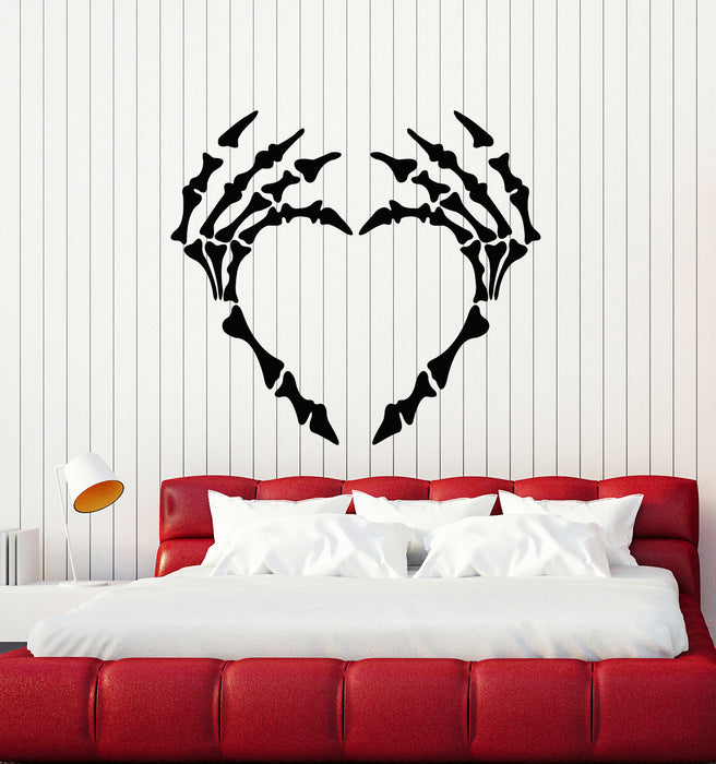 Vinyl Wall Decal Skeleton Hands Skull Bones Heart Romance Stickers Mural (g5343)