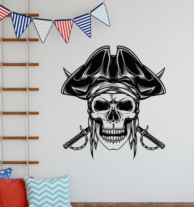 Vinyl Wall Decal Skull Pirate Head Skeleton Sea Bandits Anchor Stickers Mural (g6604)