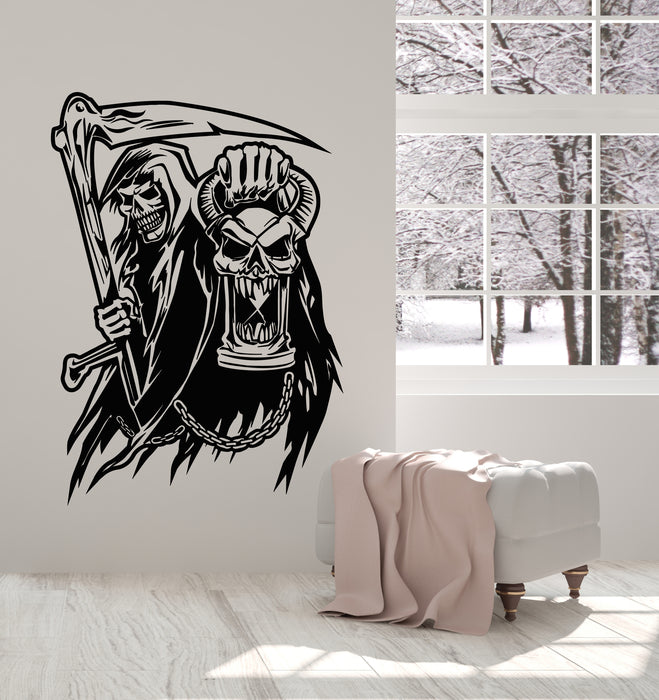 Vinyl Wall Decal Death With Scythe Horror Skull Skeleton Stickers Mural (g4822)