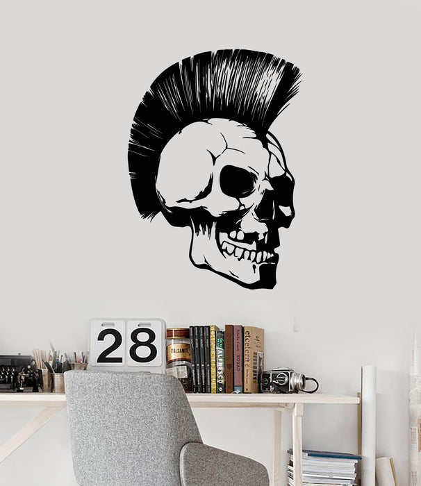 Vinyl Wall Decal Cool Punk Skull Bones Hairstyle Mohawk Stickers Mural (g6268)