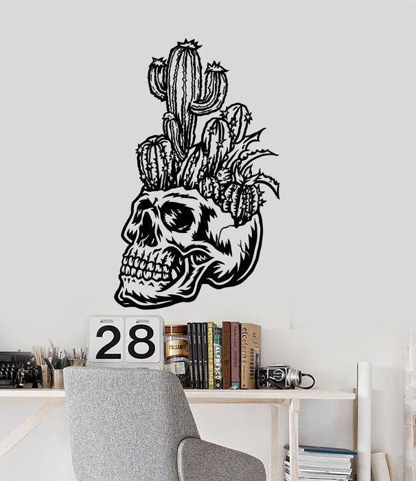 Vinyl Wall Decal Skull Bones Cactus Horror Skeleton Wild West Stickers Mural (g6641)