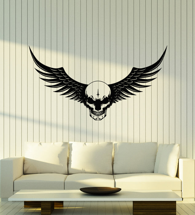 Vinyl Wall Decal Skull With Wings Death Decor Skeleton Stickers Mural (g7549)