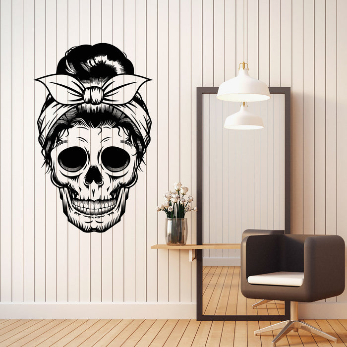 Vinyl Wall Decal Skull Head Halloween Hairstyle Decoration Stickers Mural (g8169)
