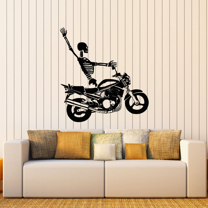 Vinyl Wall Decal Ghost Biker Gang Motorcycle Halloween Bike Stickers Mural (g8359)