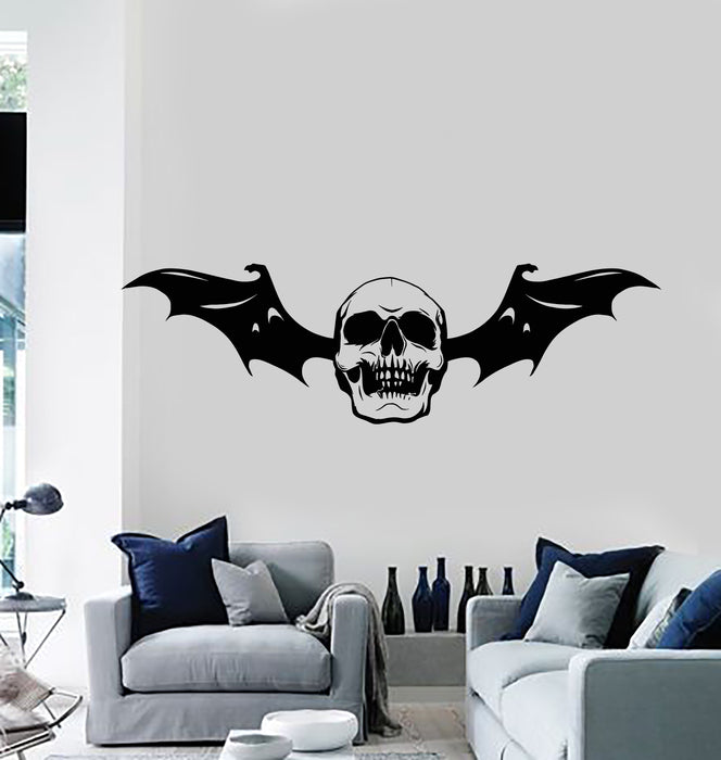 Vinyl Wall Decal Bat Vampire Wings Skull Bones Horror Stickers Mural (g4819)