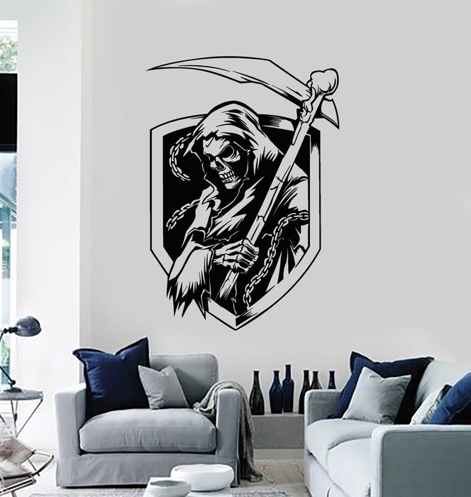 Vinyl Wall Decal Horror Night Dead Skull Darkness Death Scythe Stickers Mural (g4859)