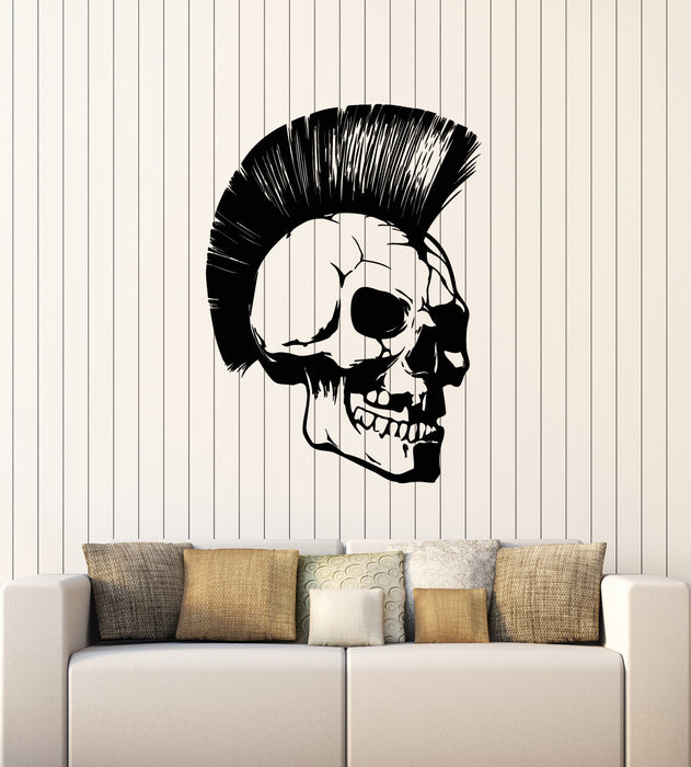 Vinyl Wall Decal Cool Punk Skull Bones Hairstyle Mohawk Stickers Mural (g6268)