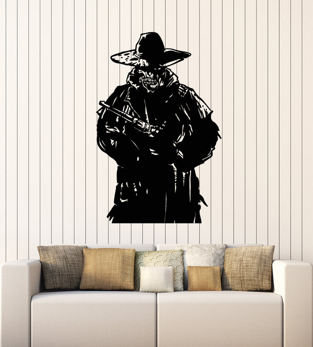 Vinyl Wall Decal Bandit Cowboy Skull Hat Skeleton Gun Decor Stickers Mural (g6505)