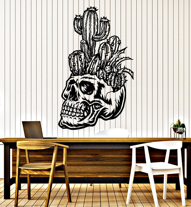 Vinyl Wall Decal Skull Bones Cactus Horror Skeleton Wild West Stickers Mural (g6641)