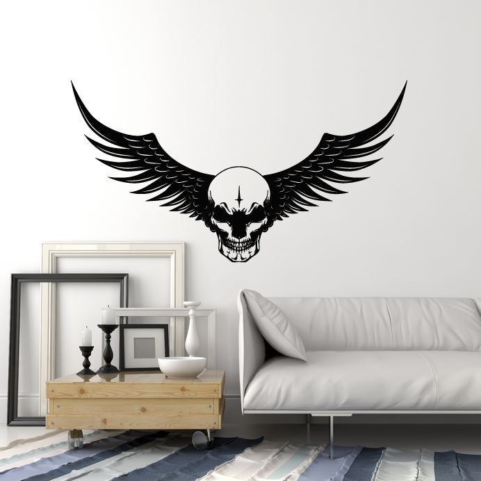 Vinyl Wall Decal Skull With Wings Death Decor Skeleton Stickers Mural (g7549)