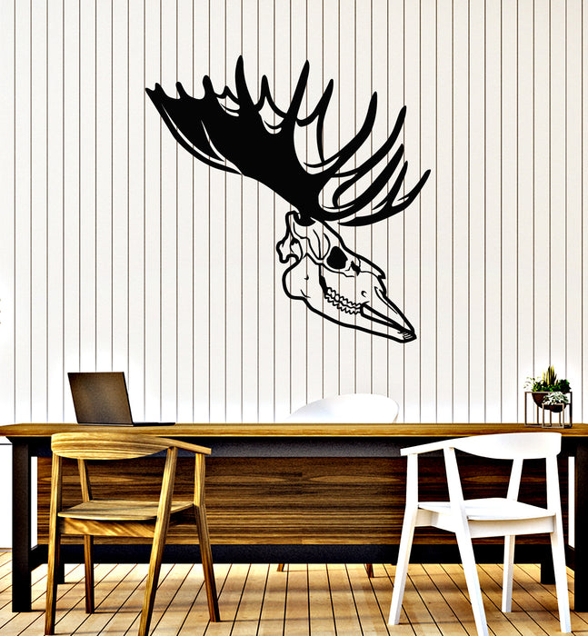 Vinyl Wall Decal Elk Head Skull Skeleton Hunting Room Interior Stickers Mural (g7701)