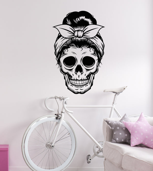 Vinyl Wall Decal Skull Head Halloween Hairstyle Decoration Stickers Mural (g8169)