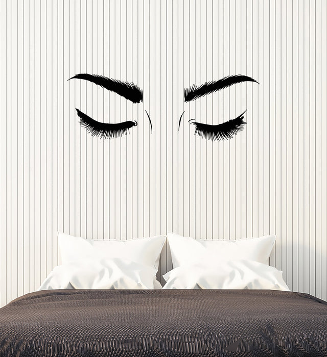 Виниловая наклейка на стену Спящая женщина с закрытыми глазами Спальня Салон красоты Наклейки Фреска (ig5587)