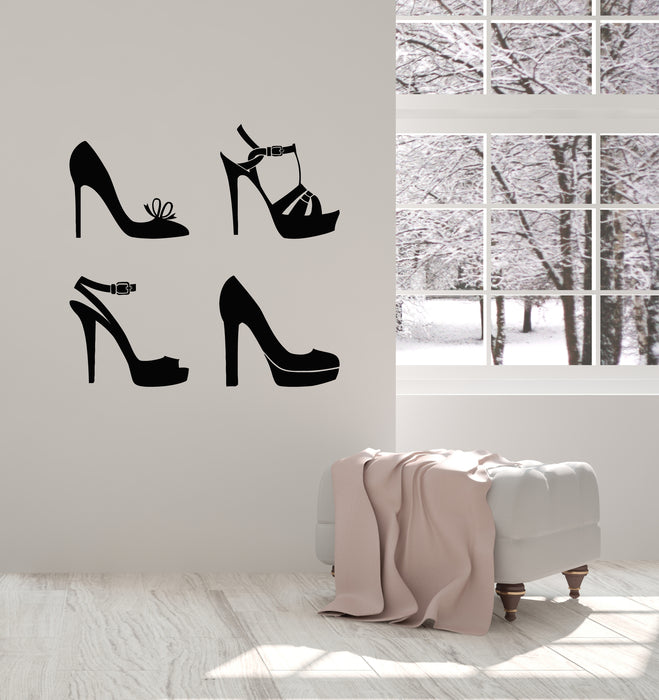 Vinyl Wall Decal Beauty Slipper Girl Fashion Shoe Store Shopping Stickers Mural (g1756)