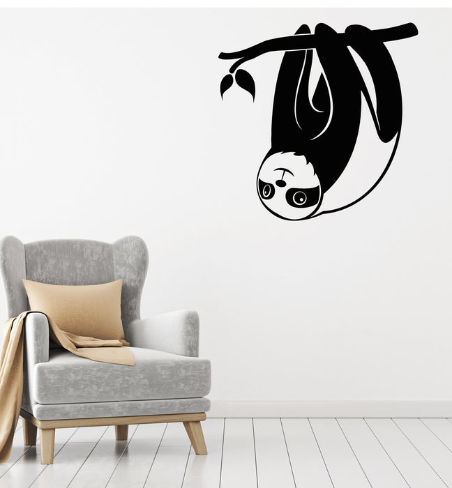 Vinyl Wall Decal Sloth Funny Animal For Kids Branch Stickers Mural (g3267)