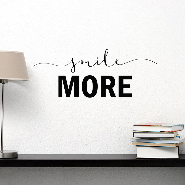 Vinyl Wall Decal Smile More Phrase Saying Positive Quote Stickers ig6214 (22.5 in X 9 in)