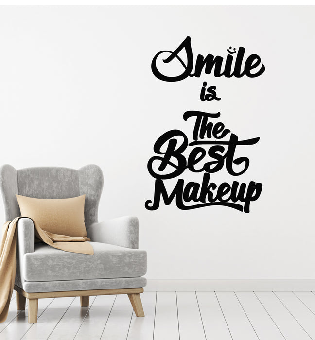 Vinyl Wall Decal Smiles Best Makeup Positive Quote Words Stickers Mural (g3449)