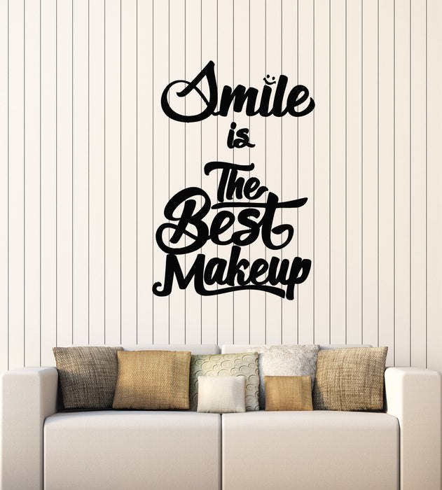Vinyl Wall Decal Smiles Best Makeup Positive Quote Words Stickers Mural (g3449)