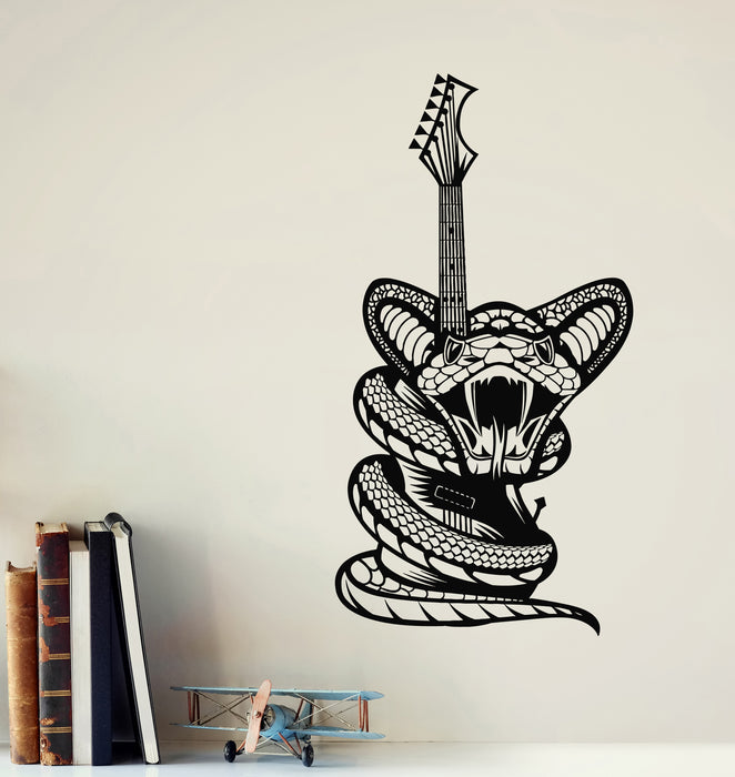 Vinyl Wall Decal Skull Bones Snake Electric Guitar Music Stickers Mural (g5691)