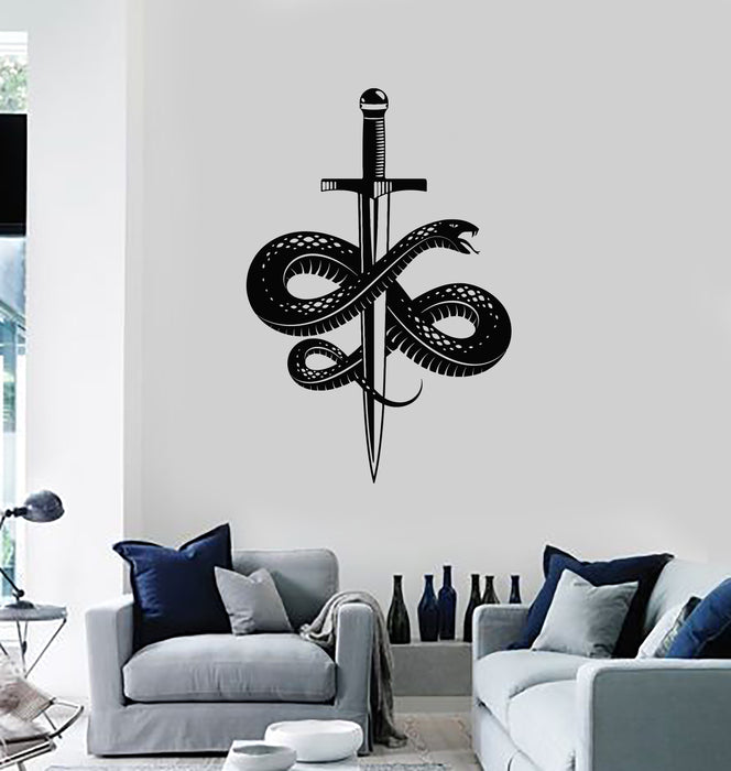 Vinyl Wall Decal Mythology Decor Snake Sword Weapon Stickers Mural (g4211)