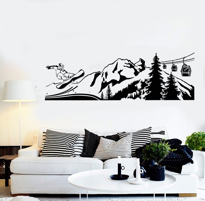 Vinyl Wall Decal Snowboard Extreme Mountain Winter Sports Stickers Mural (g7621)
