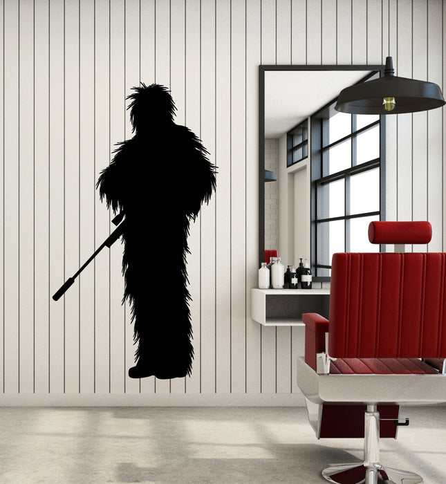 Autocollant mural en vinyle Yeti avec pistolet, monstre fantastique, mythe, autocollants muraux (g7252)