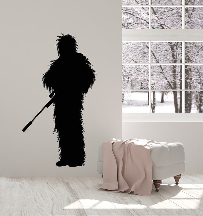 Autocollant mural en vinyle Yeti avec pistolet, monstre fantastique, mythe, autocollants muraux (g7252)