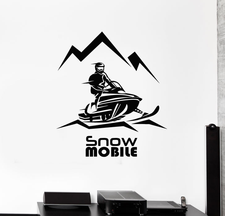 Vinyl Wall Decal Snowmobile Race Motor Snowmobiling Winter Sport Stickers Mural (g4612)
