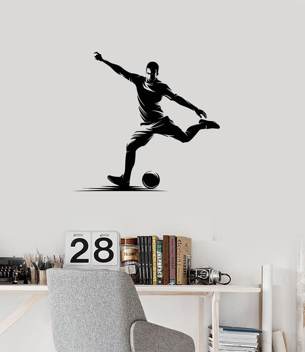 Autocollant mural en vinyle pour joueur de football, ballon de sport, décoration de chambre pour garçons, autocollants artistiques (ig5640)