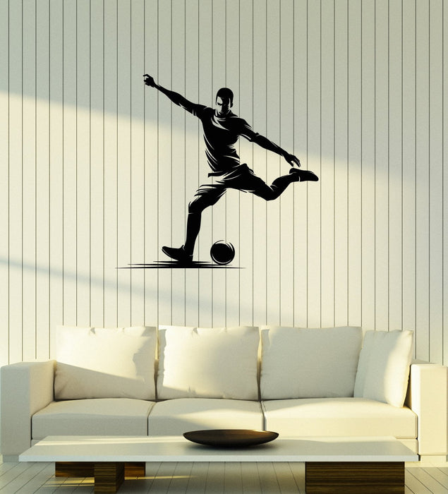 Autocollant mural en vinyle pour joueur de football, ballon de sport, décoration de chambre pour garçons, autocollants artistiques (ig5640)