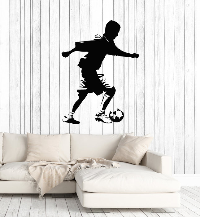 Vinyl Wall Decal Soccer Player Ball Boy Sports Room Art Stickers Mural (ig5253)