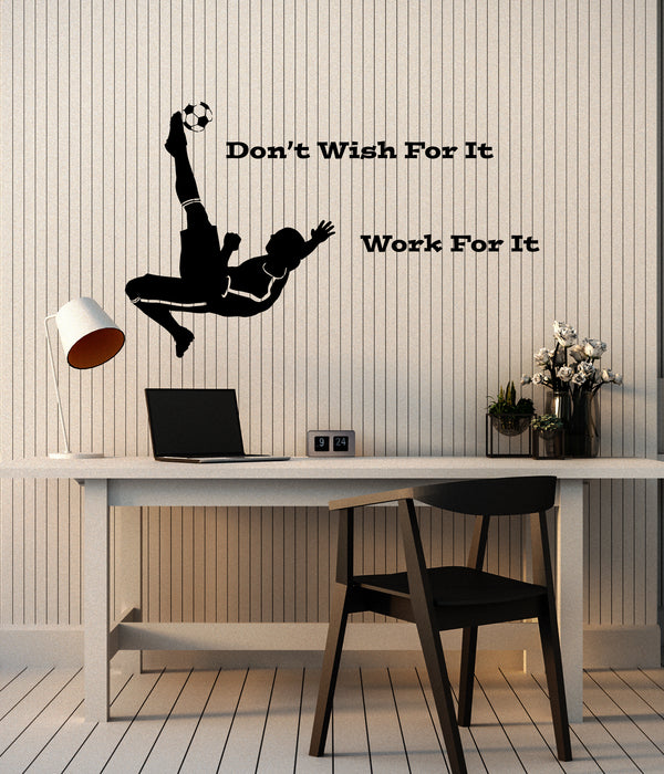 Vinyl Wall Decal Soccer Player Quote Silhouette Sports Kids Room Decor Stickers Mural (ig6136)